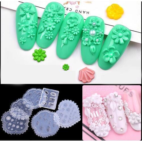 5 Styles 3D Nail Art Silicone Mold Nail Stamping Stamper Carving DIY Polish Popular Tool Flower Daisies Acrylic Nail Tips