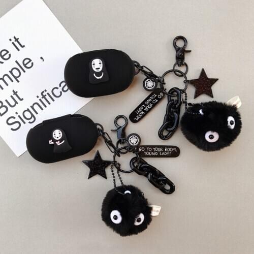 Cute Silicone Cover for Samsung Galaxy Buds+ Case Charging Box Sleeve Protect Case Bluetooth Earphone Skin Cartoon black Bag