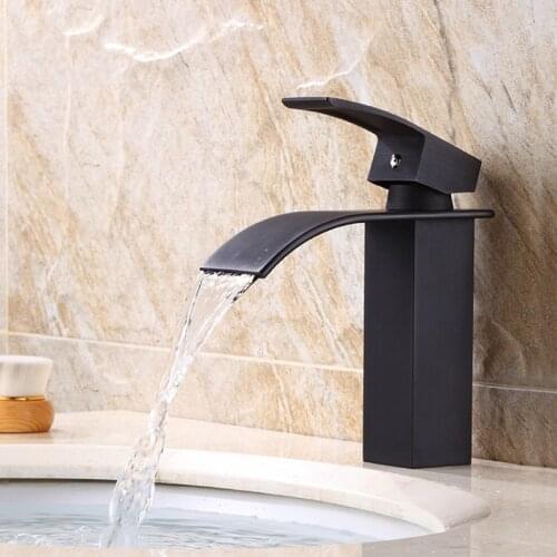 Basin Faucet Modern Black Bathroom Faucet Water Fall Single Hole Cold and Hot Water Tap Black Mixer Tap Torneira