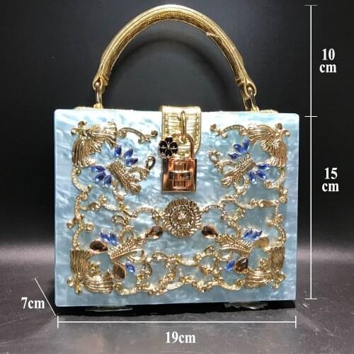 Womens Fashion Acrylic Shoulder Bags for party prom Hard Case Girls Cross body Bag Box Totes Handbags and Purse handbag female