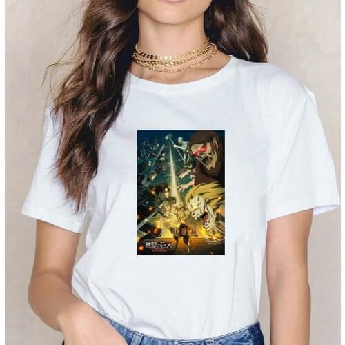 Japan Anime Attack on Titan Titan Attack Printed Tops Graphic Tops Harajuku Manga Female Cartoon T Shirt Cool Summer Casual Tee