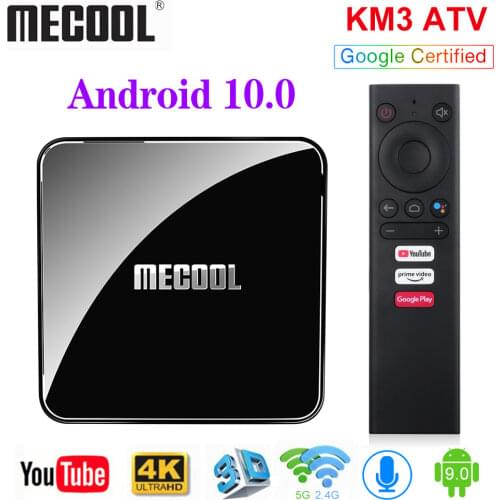 MECOOL KM3 ATV Google Certified TV Box Android 10 4GB 64GB Amlogic S905X2 9.0 KM9 Pro 4GB 32GB KM2 2GB 8GB 4K Dual Wifi Top Box