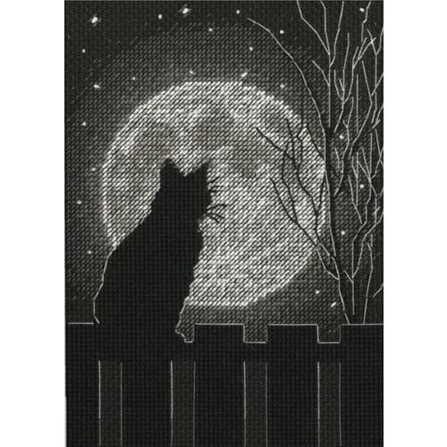 High Quality Embroidery A Black Cat On A Fence Kitten Cross Stitch Set with 100% Cotton Floss & Free Shipping for Wall Decor