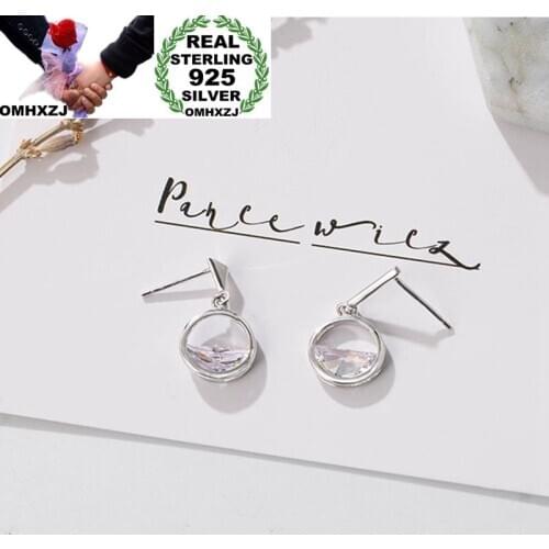 OMHXZJ Wholesale European Fashion Woman Girl Party Wedding Gift Silver Spring 925 Sterling Silver Stud Earrings EA48