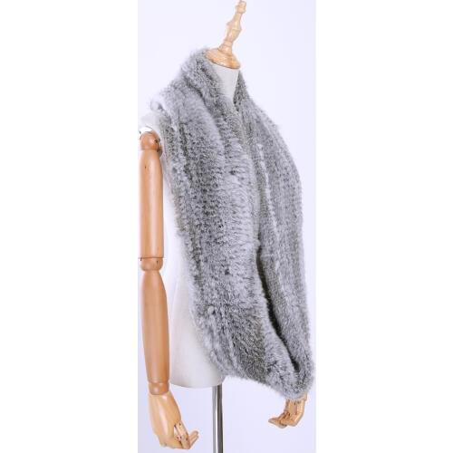 2020 Winter Genuine Real Rabbit Fur Hand Knitting Scarf Scarfs Womens Muffler Wraps Knitted Ring Infinity Scarf Snood Warm Soft