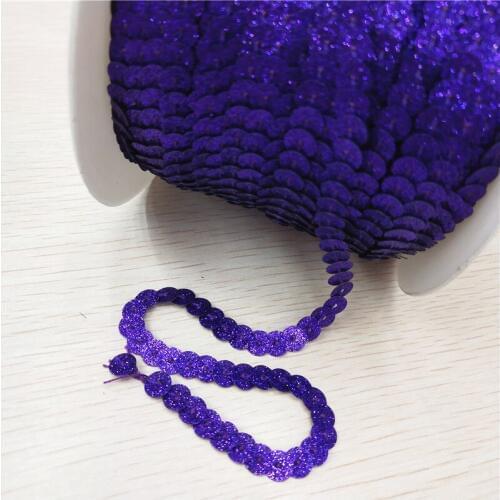 100 Yards 6mm Purple Glitter Powder Coating Sequins Roll Trim, Sold per Packet of 1 Roll(100 Yards)
