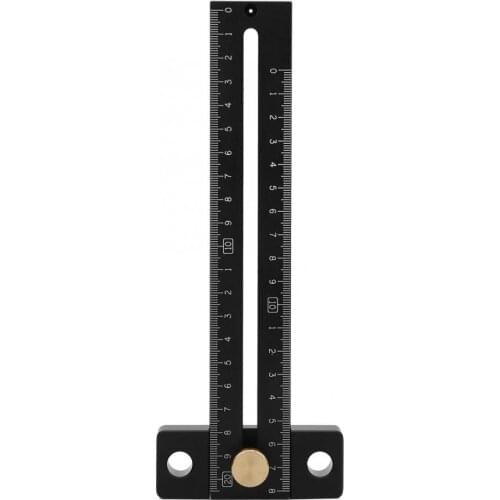 180mm T-Type Scribing Ruler Double Sided Metric Scale Aluminium Alloy Woodworking Marking Tool Carpenter Scriber Mark Line Gauge