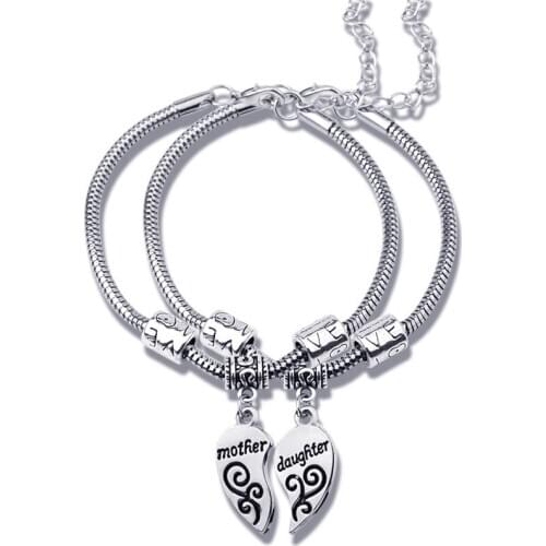 2016 New Design Best Friends BBF Bracelets Antique Silver Plated Loving Heart Pendant Bracelet For Christmas Gifts 20set/lot