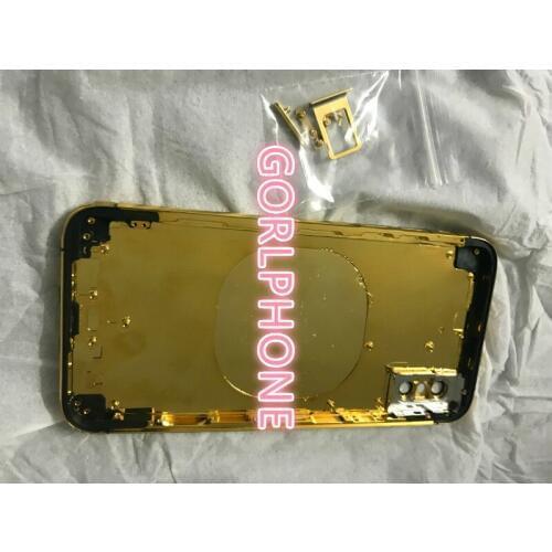 24k Mirror Gold Chassis 24ct Gold Rear Door for phone X xs xs max Battery Door Housing Middle Frame with Logo+Buttons