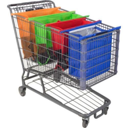 4PCS/SET Reusable Grocery Shopping Cart Trolley Bags Eco Bags With Insulated Bag
