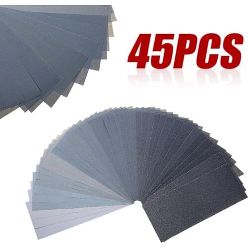 45Pcs Wet & Dry Sand Papers Sheets 120-5000 Grit Sand Paper Parts Accessories Waterproof Paper Sheets