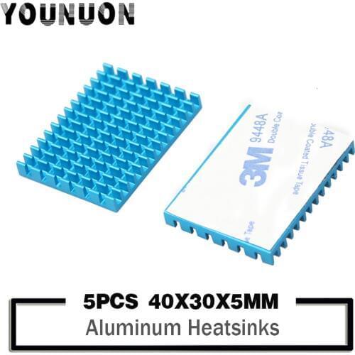 5pcs YOUNUON 30x40x5mm Blue Aluminum profile heat sink chip IC CPU Router memory PCB board Electronic coolerHeatsink