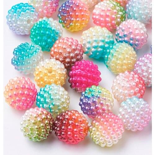 200pcs/Bag 10mm Imitation Pearl Acrylic Beads Berry Beads Combined Beads Round for DIY Necklace Jewelry Making Accessories Decor