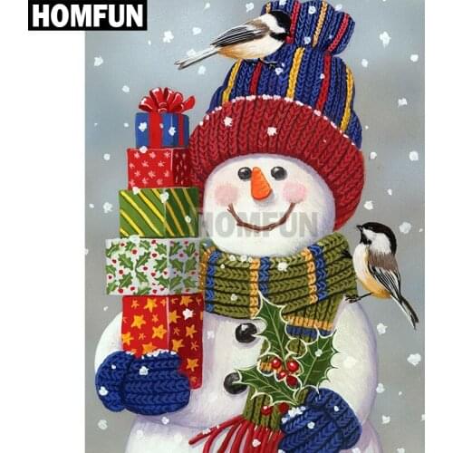HOMFUN Full Square/Round Drill 5D DIY Diamond Painting "snowman gift" Embroidery Cross Stitch 5D Home Decor Gift A02687