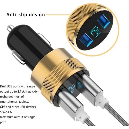 3.1A Dual USB Phone Car Charger Universel LED Display Car-Charger Adapter Quick Charge For Xiaomi Huawei Samsung Smartphones