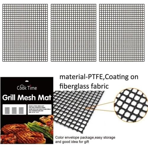 BBQ Grill Mesh Mat Set of 3 Non Stick BBQ Mesh Grill Mats Grilling Mats Non Stick Fish Vegetable Smoker Mats for Grill - Works o