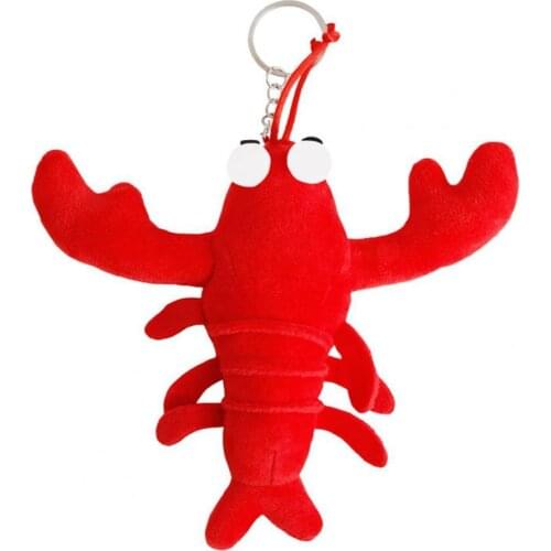 Creative Simulation Seafood Plush Keychain Cartoon Crayfish Shape Girl Gift Soft Crayfish Shape Pendant Car Charm for Car