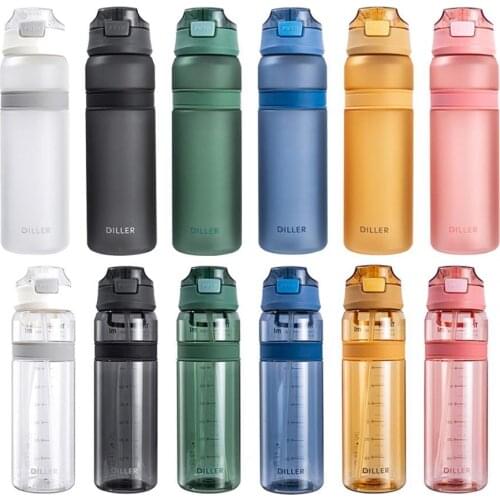 850ML Water Bottle Fade-less Measuring Scale Print Leak Proof Water Jug Reusable BPA Free Drinking Bottle with Handle Straw