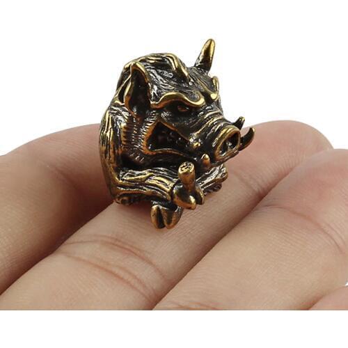 Wild Boar Knife Beads Brass Pig Beads Umbrella Rope Pendant Porcupine Copper Paracord Bead