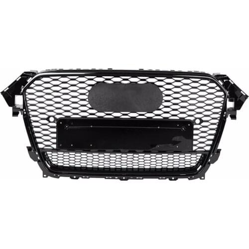 For RS4 Style Front Sport Hex Mesh Honeycomb Hood Grill Gloss Black for Audi A4/S4 B8.5 2013-2016 For quattro style