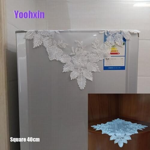 European square white lace table place mat pad cloth embroidery cup coaster Christmas placemat mug doily kitchen tableware decor