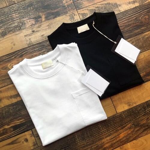 Super quality summer new loose casual pocket micro-label men and women T-shirt pure color simple short-sleeved shirt for men