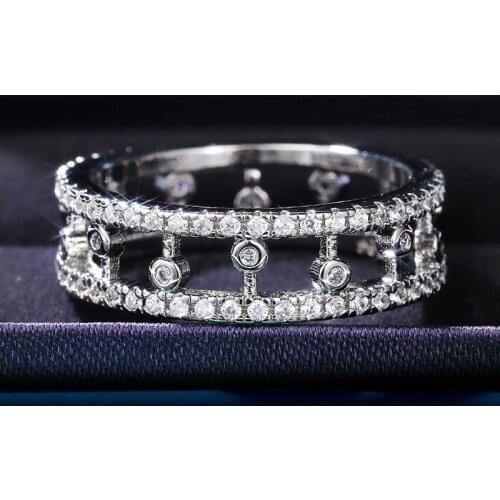 Huitan Korean Fashion Women Finger-rings Hollow Out Band Design Stylish Versatile Party Accessories Daily Wear Statement Rings