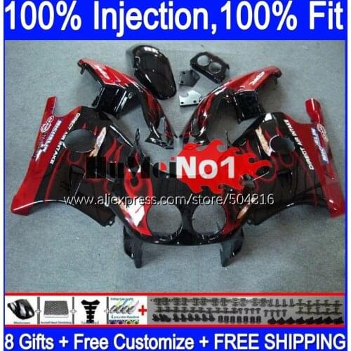 Injection Body For HONDA CBR250RR CBR 250 RR MC19 1988 1989 134MC.23 CBR250 RR red flames CBR 250RR 250R 88 89 OEM Fairing Kit