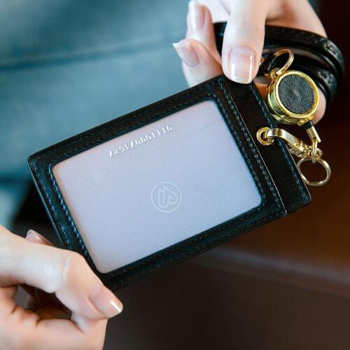 Microfiber leathe material ID Card Holder Name Tag Staff work card set Business Badge Holder Exhibition card Support for custom