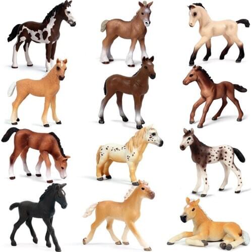 Miniature Wild Animal Horse Model Haflinger Clydesdale Pinto Lipizzan Pony Ranch Fairy Garden Decor Action Figure Figurine Toys