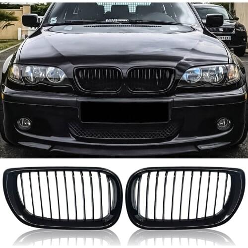 Modified For 3 Series E46 318i 320i 323i 325i 328i 2002 2003 2004 Front Hood Kidney Grille Grill Gloss Black Racing Grille Trim