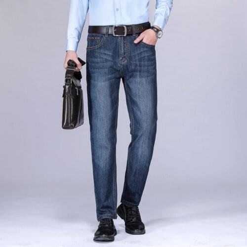 2021 Spring-summer thin Brand Clothing Classic Leather Pocket Comfortable Cotton Mens Straight Slim Jeans Casual denim Pants