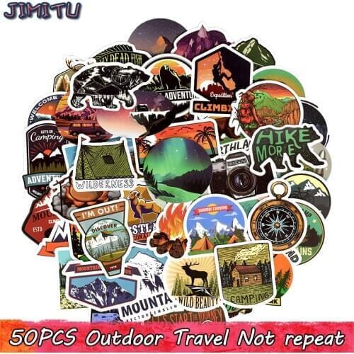 50PCS Outdoor Adventure Stickers Explore Nature Camping Travel Waterproof Kids Sticker for Laptop Luggage Skateboard Helmet Bike