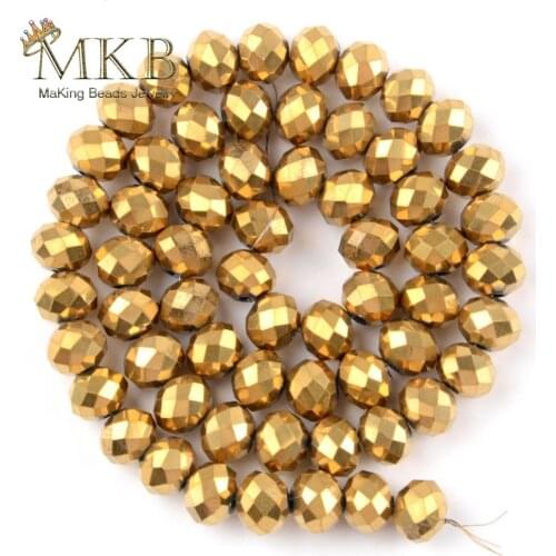 Wholesale Austrian Crystal Glass Spacer Beads Faceted Golds Plated Crystal Rondelle Beads For Jewelry Making 4 6 8 10 12mm