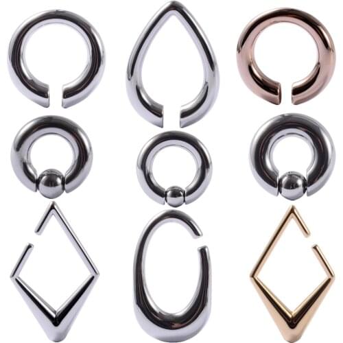 Pair stainless steel Cool Heavy Ear Weights Rhombus Shape Large Captive Bead Ring Gauge Ear Taper Tunnel Piercing Jewelry