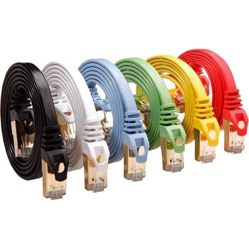 Cat7 Type Flat Network Cable Seven Type Flat Network Jumper 7 Type 10 Gigabit Double Shielded RJ45 Network Cable