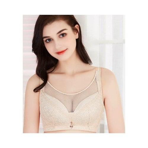 Plus Size Lingerie Lace Solid Color top bra Gathered Sports Underwear Sleep Bra New