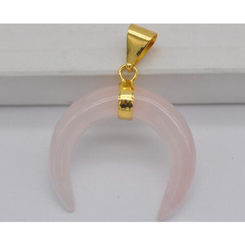 Rose Crystal Stone Bead Pendant Crescent Jewelry For Woman Gift Fashion S3160
