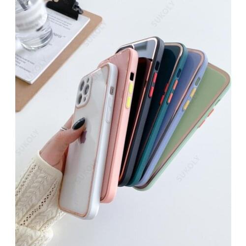 Phone Case For iPhone 12 11 Pro Max XS X XR 7 8 Plus SE 2020 Plating Silicone Bumper Tempered Glass Case Cover