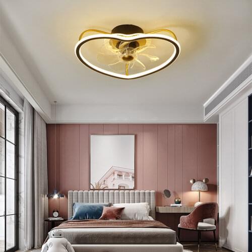 Nordic beautiful ceiling fan light ultra-thin silent eye protection ceiling integrated with electric fan net red bedroom light