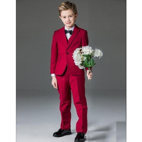 Royal Blue Boys Formal OccasionTuxedos Notch Lapel Side Vent Kids Wedding Tuxedos Child Suit Holiday clothes(Jacket+Pants+Tie