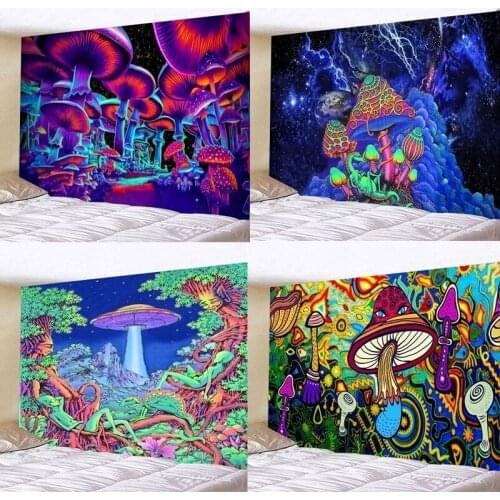 Trippy Mushroom Tapestry Hippie Colorful Art Wall Hanging Tapestries Hippie Home Decoration Accessories Witchcraft Supplies