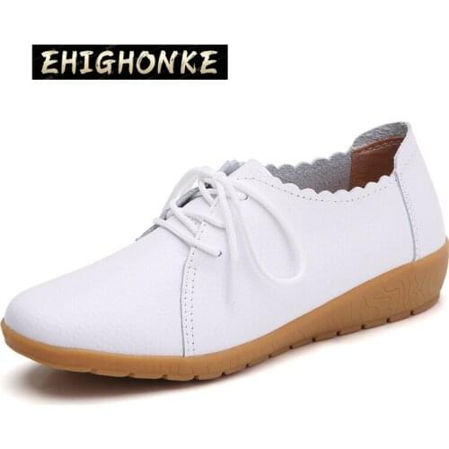 Original new 2021 womens oxford shoes spring and autumn flat shoes womens leather soft sole casual flat shoes womens large Y7