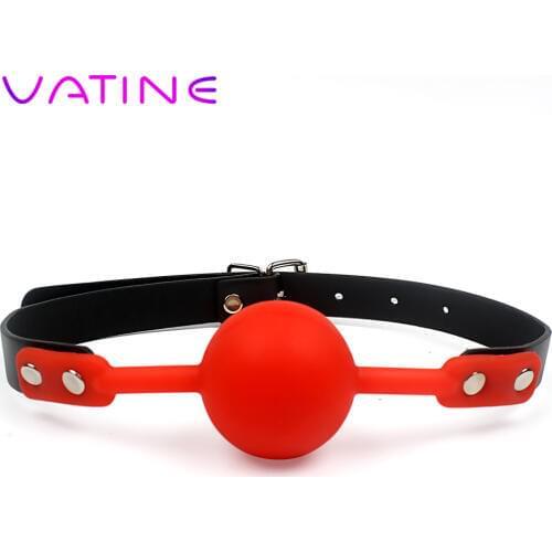 VATINE PU Leather Oral Fixation Mouth Gag Erotic Products Restraints SM Bondage Adult Games Silicone Ball Sex Toys for Couples