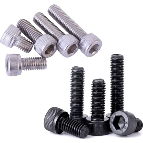 5-50Pcs M1.6 M2 M2.5 M3 M4 M5 M6 M8 *L DIN912 Stainless Steel Hex allen Socket Cap Head Screw or Black grade 12.9 Metric Screws