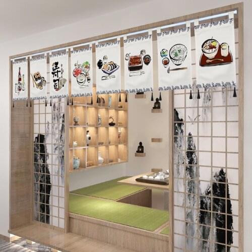 Japanese Hanging Curtain Door Head Curtain Sushi Cuisine Restaurant Izakaya Horizontal Curtain Short Curtain Hanging Flag