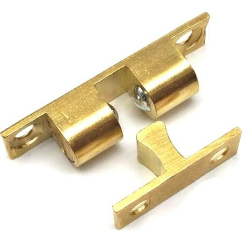 10PCS L48x10mm Brass Door Catches Copper Latch Door Holder Catch 48MM Length Door Stopper Double Ball Latch for Cabinet Door