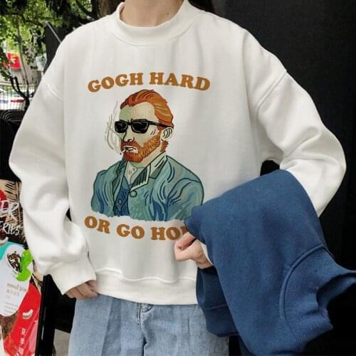 Kpop Women Clothes Van Gogh Print Hoodies Pullover Long Sleeve O-neckCasual Sweatshirt Female Harajuku Plus Size Ladies Hooded