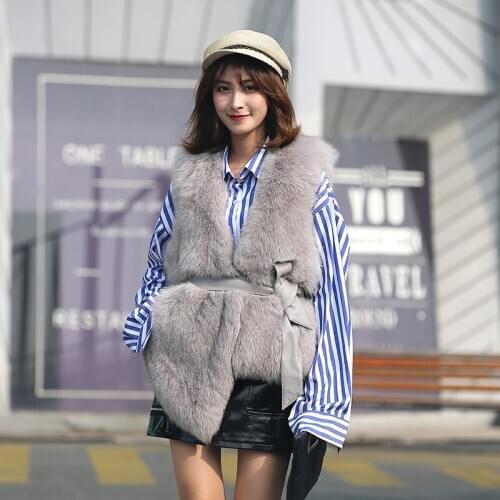 Real Fur Vest Coat Luxury Fox Warm Women Clothes Vests Winter Fashion Furs Womens Coats Jacket Manteau Femme Hiver ZL562