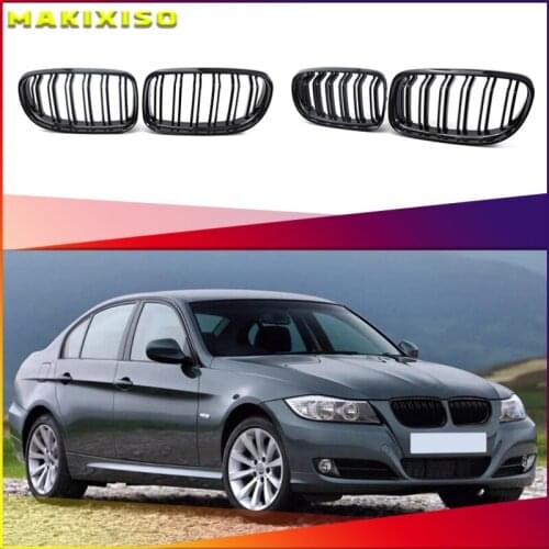 1 Pair Gloss/Matte Black M-Color Kidney Front Grille Auto Racing Grille for BMW E90 E91 LCI 325i 328i 335i 2009 2010 2011